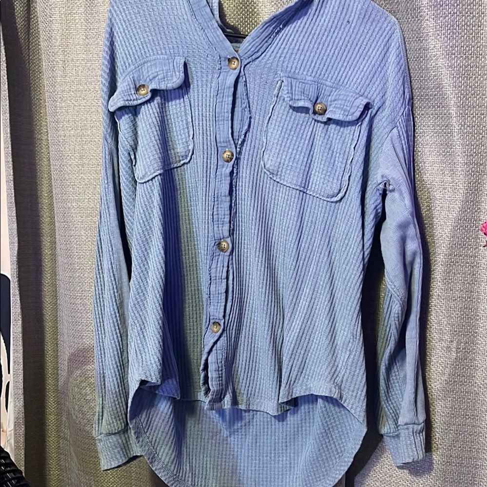 SO Blue Button-Up Sweater